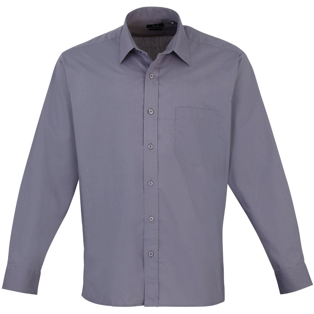 Premier Mens Long Sleeve Polycotton Poplin Formal Corporate Shirt
