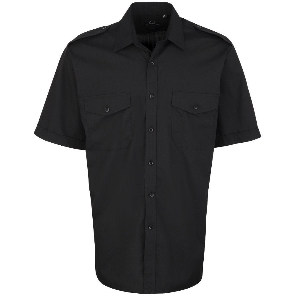 Premier Mens Short Sleeve Polycotton Corporate Business Pilot Shirt