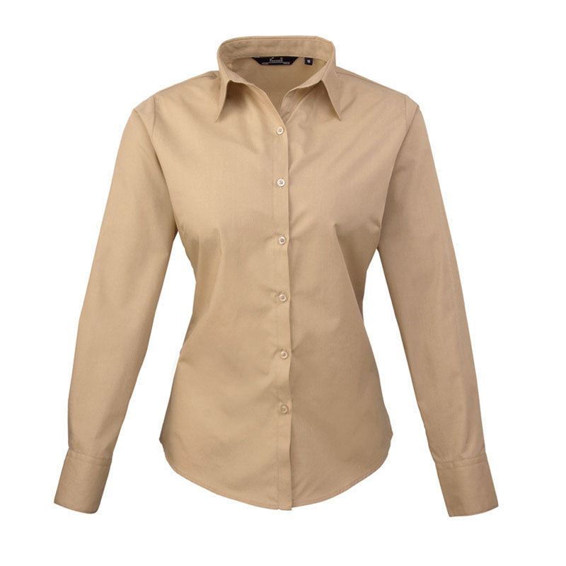 Premier Womens Ladies Poplin Polycotton Long Sleeve Corporate Blouse