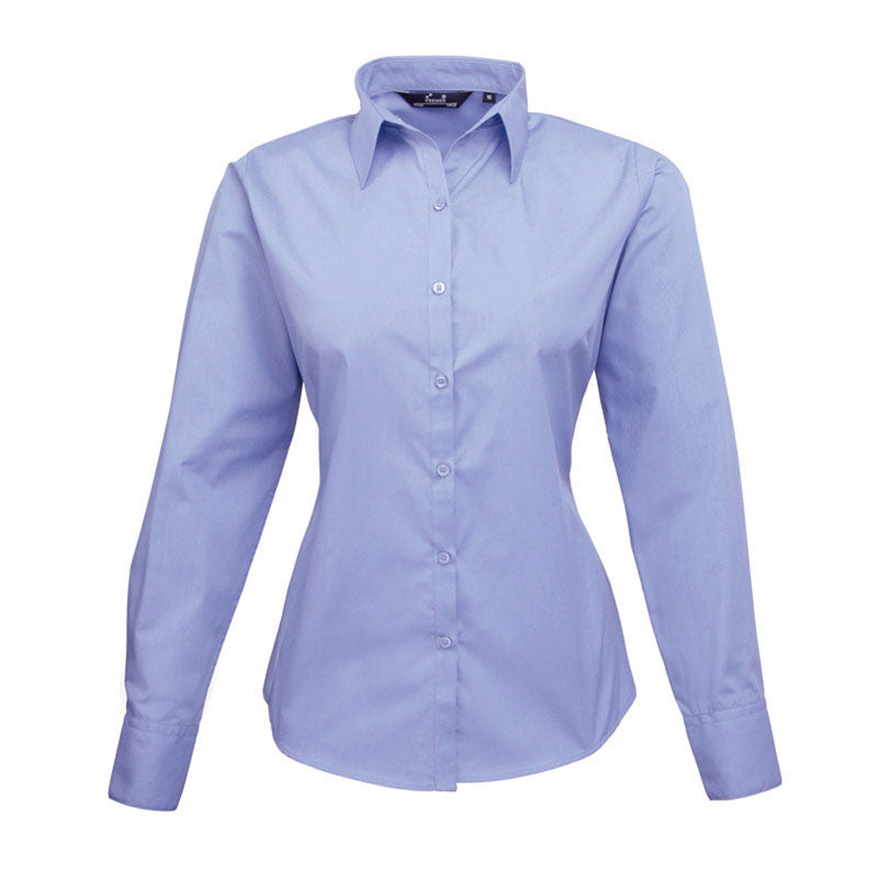 Premier Womens Ladies Poplin Polycotton Long Sleeve Corporate Blouse