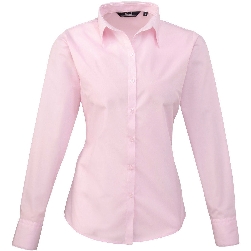 Premier Womens Ladies Poplin Polycotton Long Sleeve Corporate Blouse