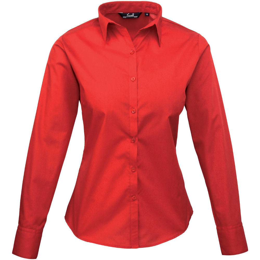 Premier Womens Ladies Poplin Polycotton Long Sleeve Corporate Blouse