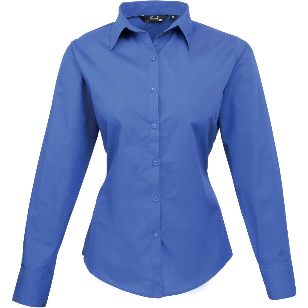 Premier Womens Ladies Poplin Polycotton Long Sleeve Corporate Blouse