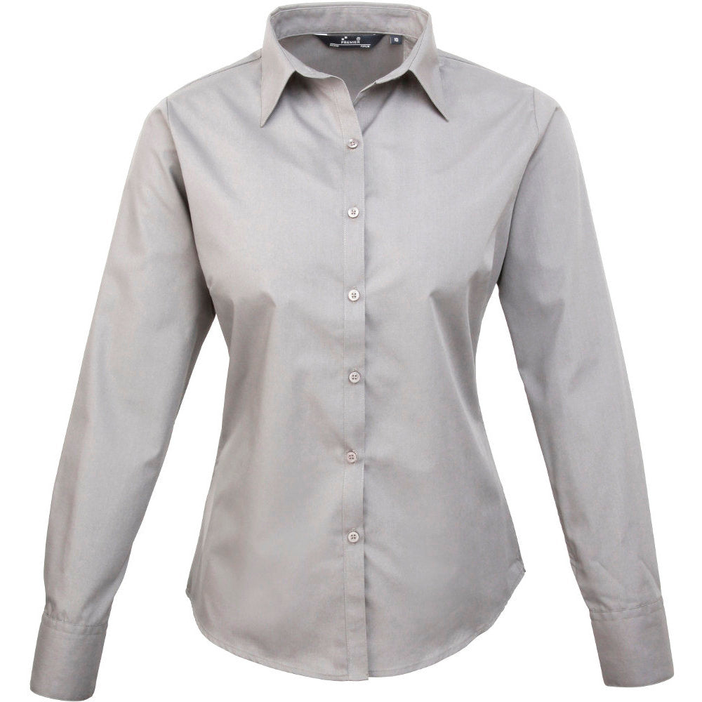 Premier Womens Ladies Poplin Polycotton Long Sleeve Corporate Blouse