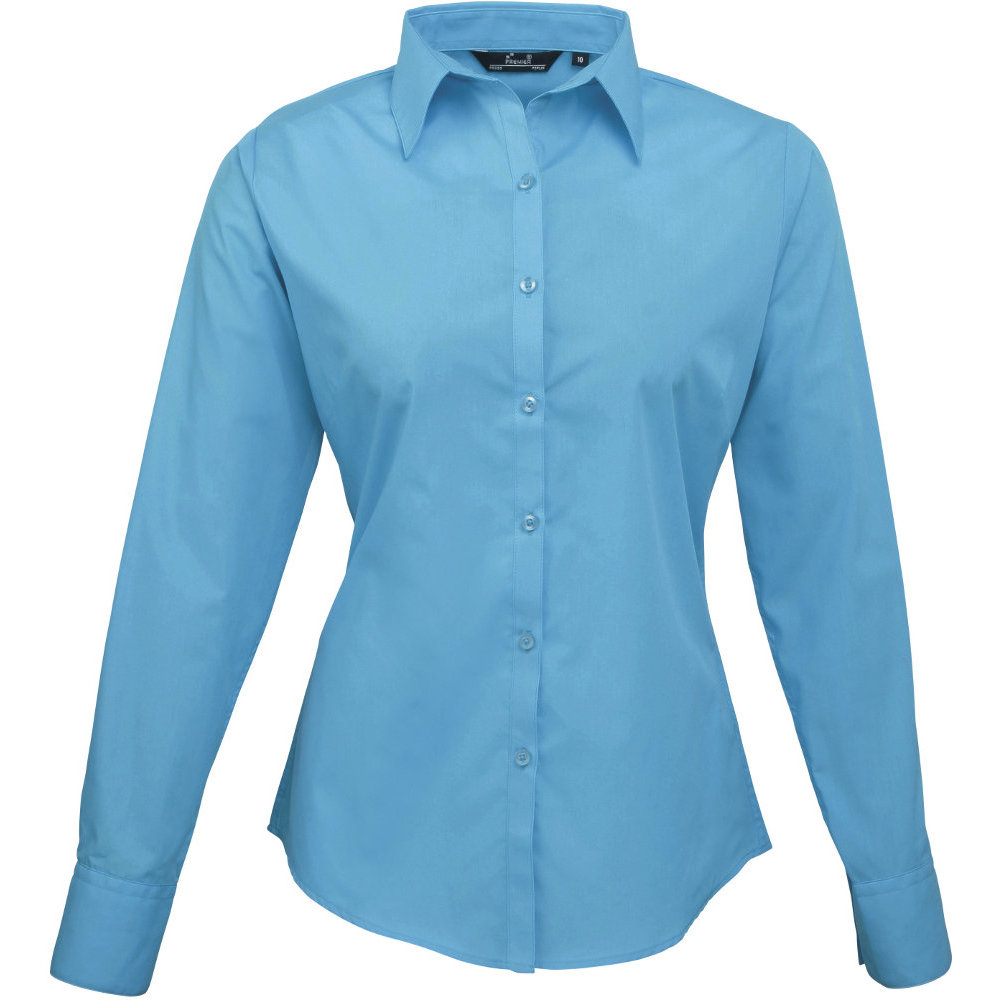 Premier Womens Ladies Poplin Polycotton Long Sleeve Corporate Blouse