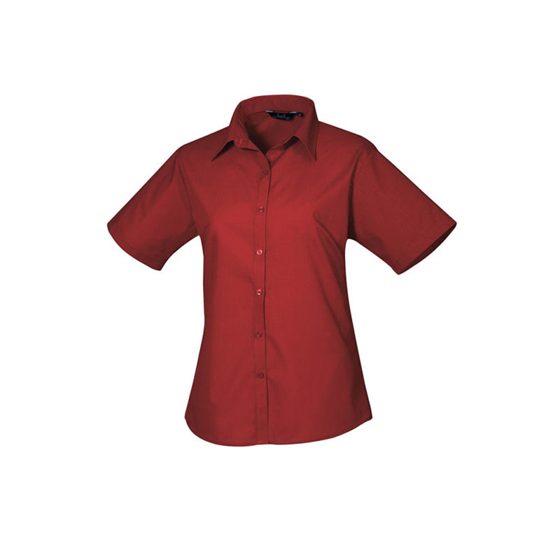 Premier Womens Ladies Poplin Polycotton Short Sleeve Corporate Blouse
