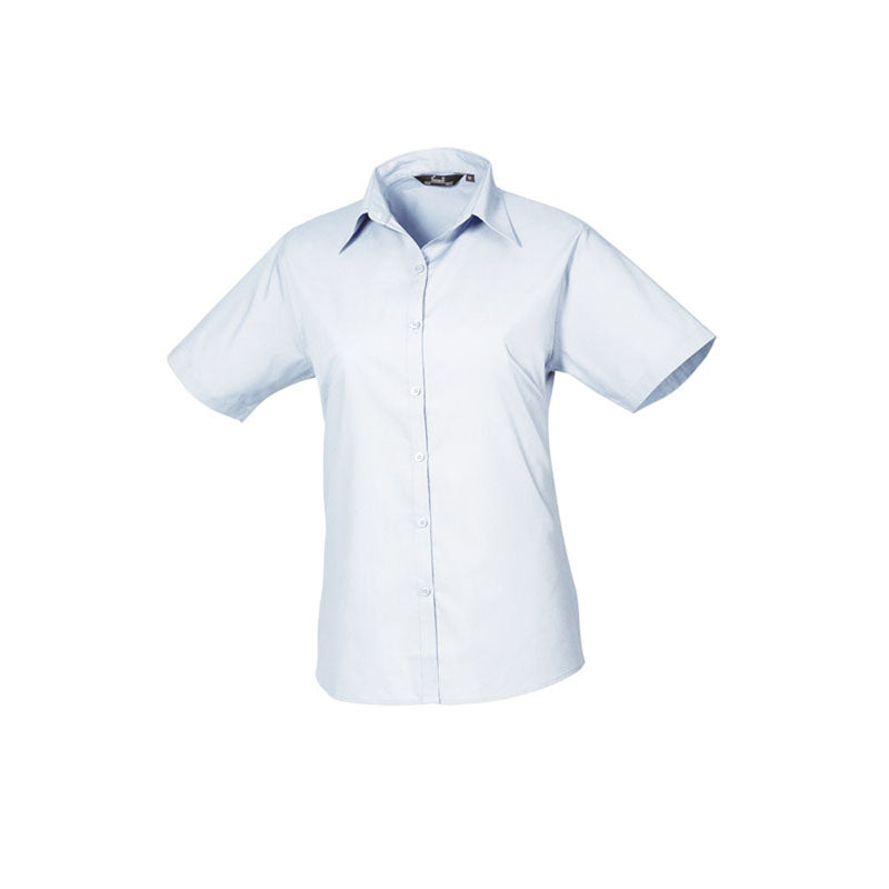 Premier Womens Ladies Poplin Polycotton Short Sleeve Corporate Blouse
