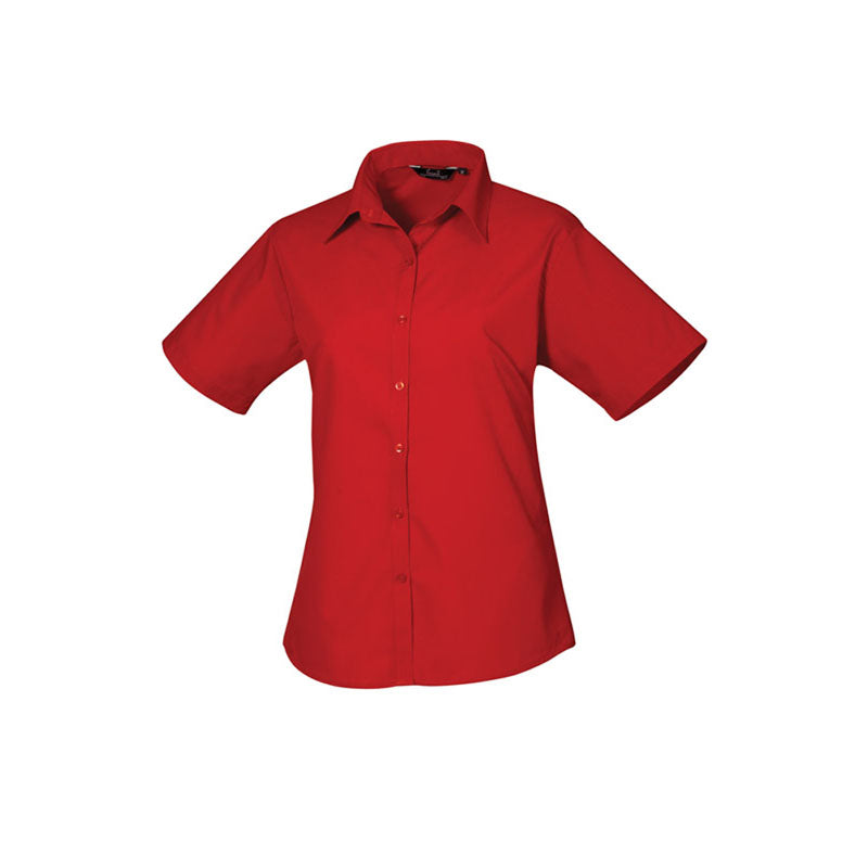 Premier Womens Ladies Poplin Polycotton Short Sleeve Corporate Blouse