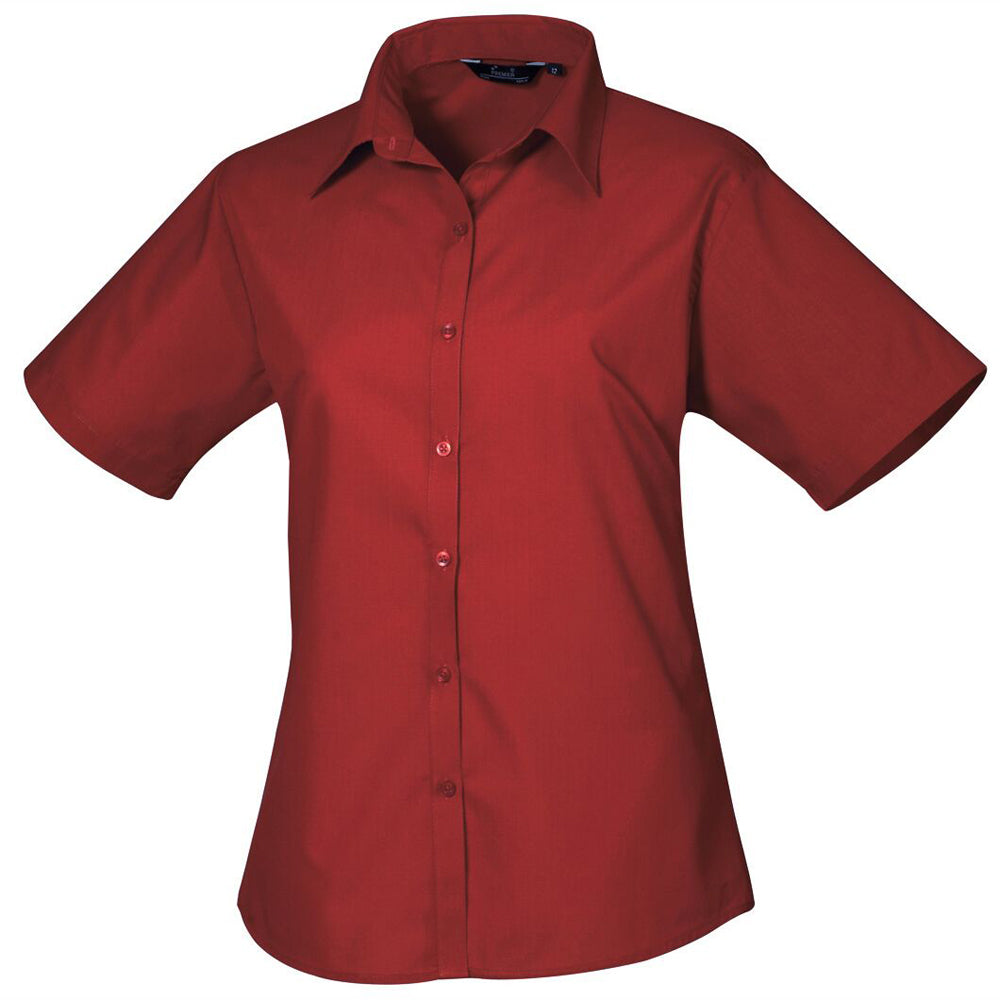 Premier Womens Ladies Poplin Polycotton Short Sleeve Corporate Blouse