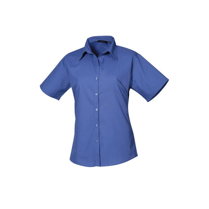Premier Womens Ladies Poplin Polycotton Short Sleeve Corporate Blouse