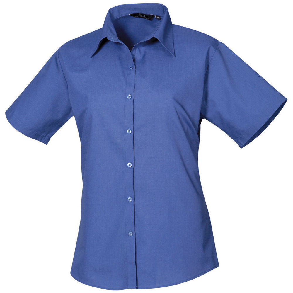 Premier Womens Ladies Poplin Polycotton Short Sleeve Corporate Blouse