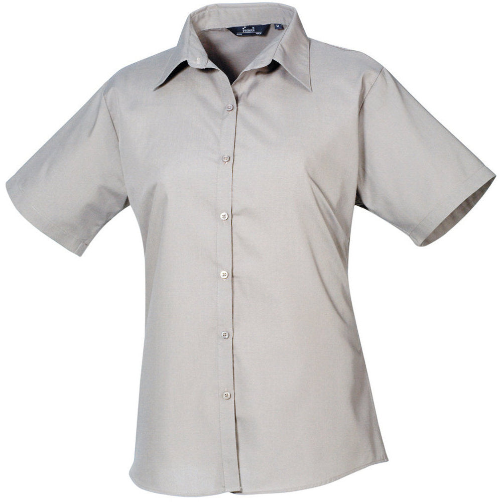 Premier Womens Ladies Poplin Polycotton Short Sleeve Corporate Blouse