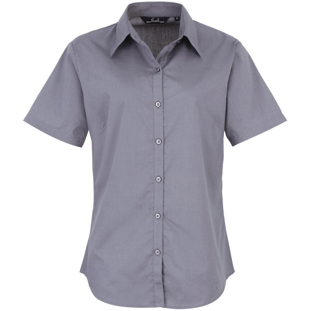 Premier Womens Ladies Poplin Polycotton Short Sleeve Corporate Blouse