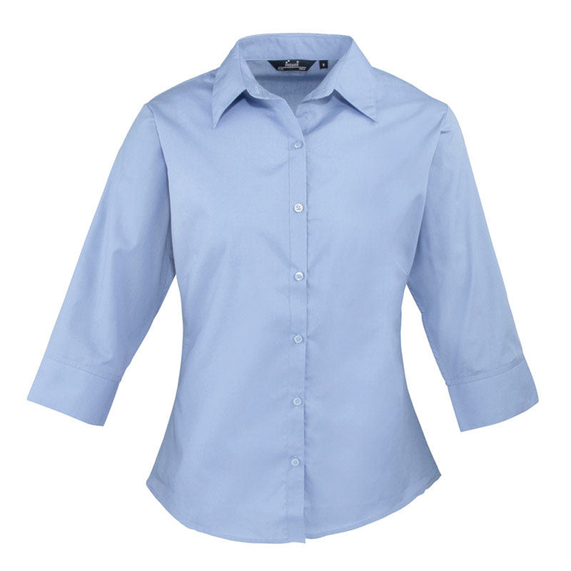 Premier Womens Ladies Poplin Polycotton Quarter Sleeve Business Blouse