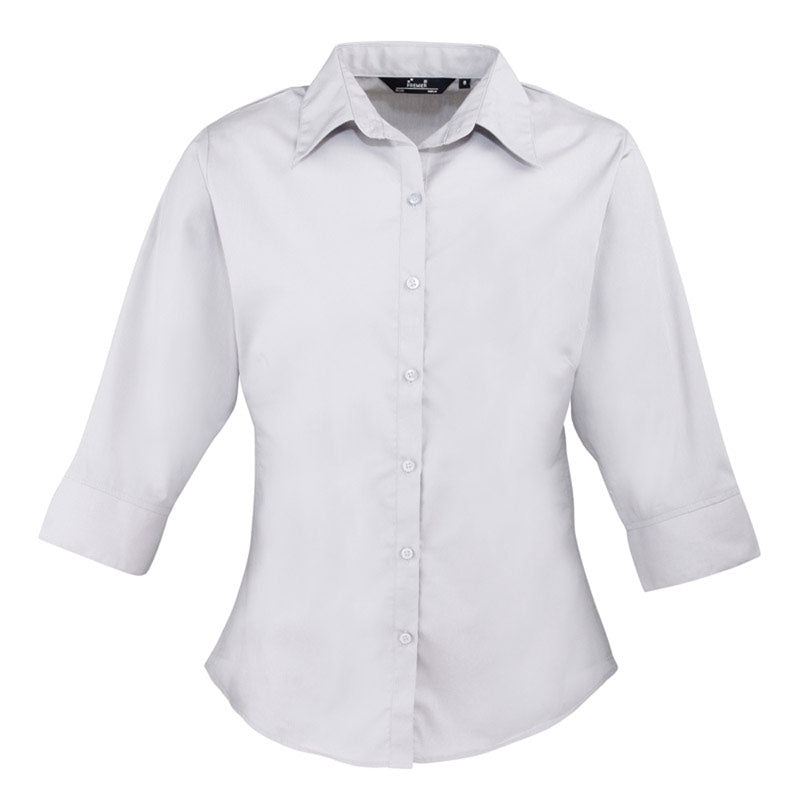 Premier Womens Ladies Poplin Polycotton Quarter Sleeve Business Blouse