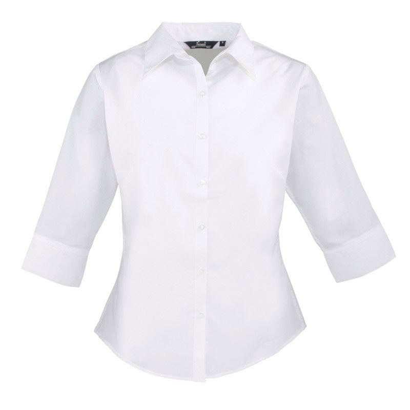 Premier Womens Ladies Poplin Polycotton Quarter Sleeve Business Blouse