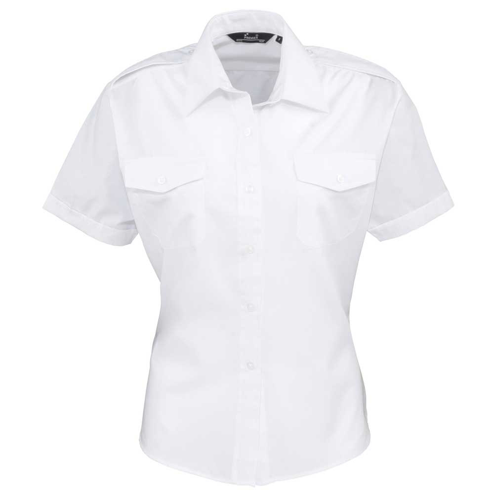 Premier Womens Ladies Short Sleeve Polycotton Corporate Pilot Blouse