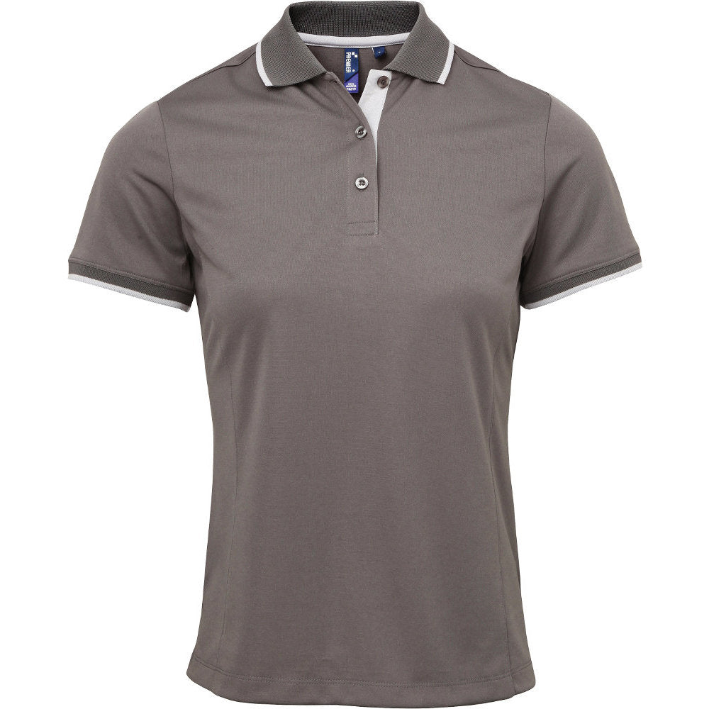 Premier Womens Ladies Coolchecker Contrast Trim Corporate Polo Shirt