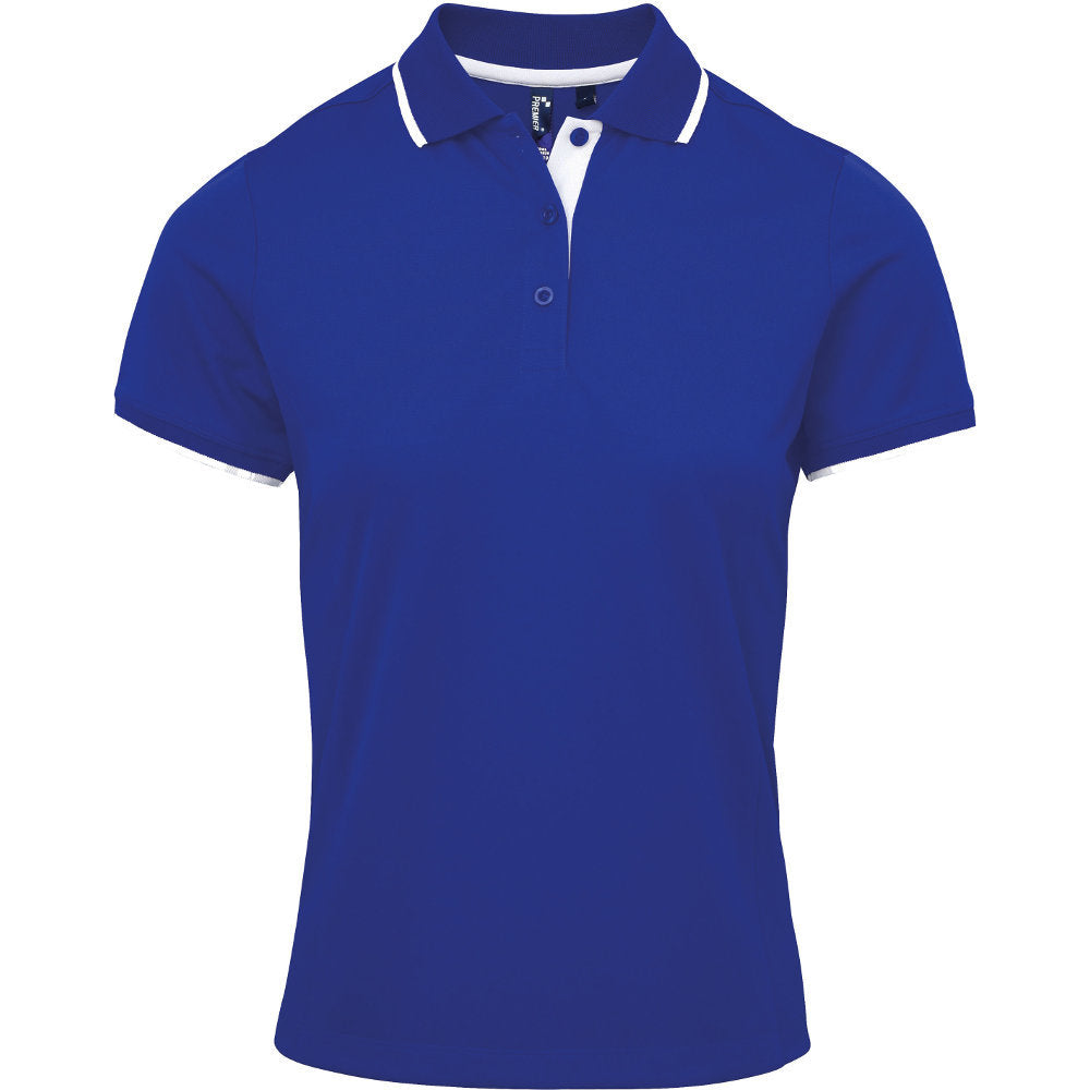 Premier Womens Ladies Coolchecker Contrast Trim Corporate Polo Shirt