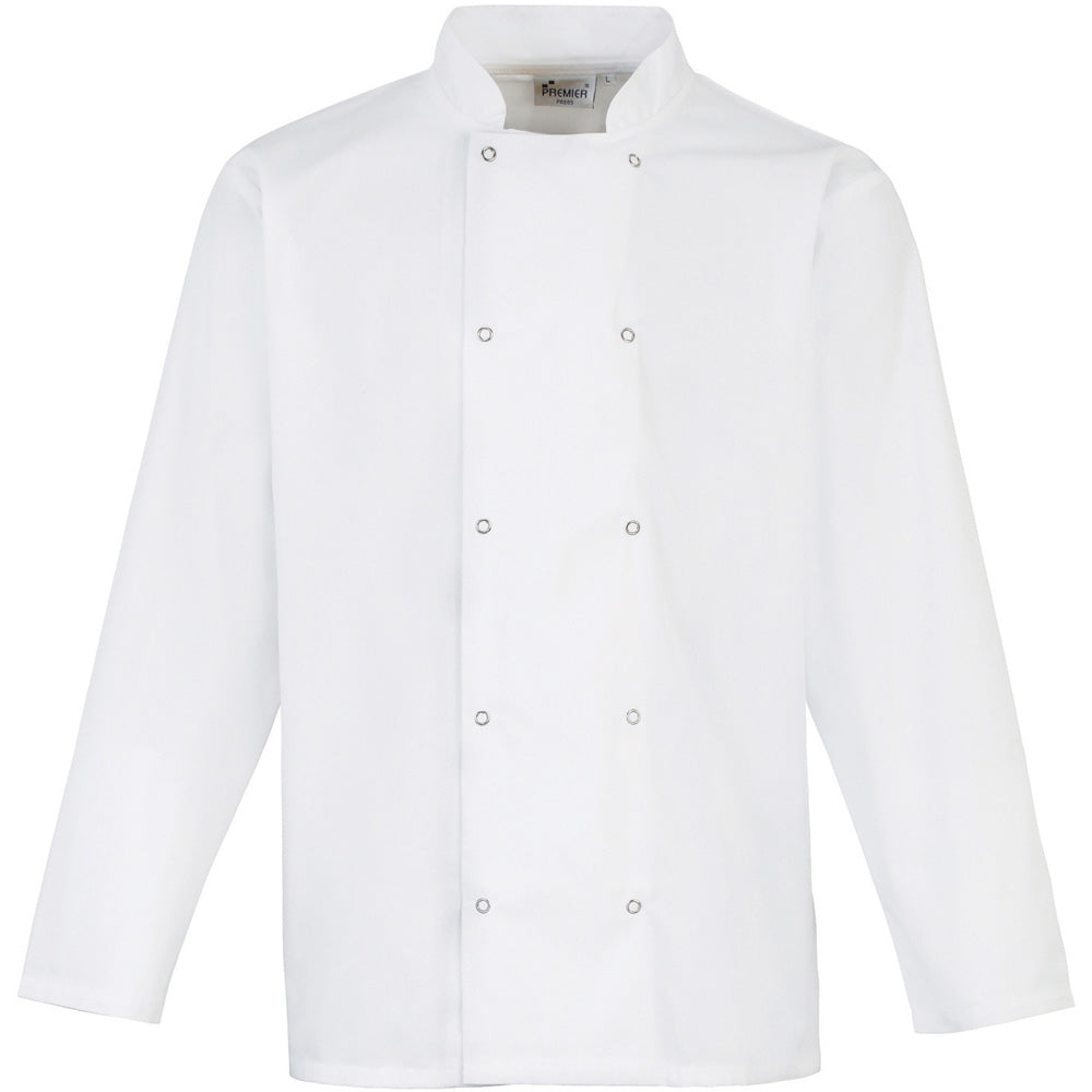 Premier Mens Studded Front Long Sleeve Chefs Jacket