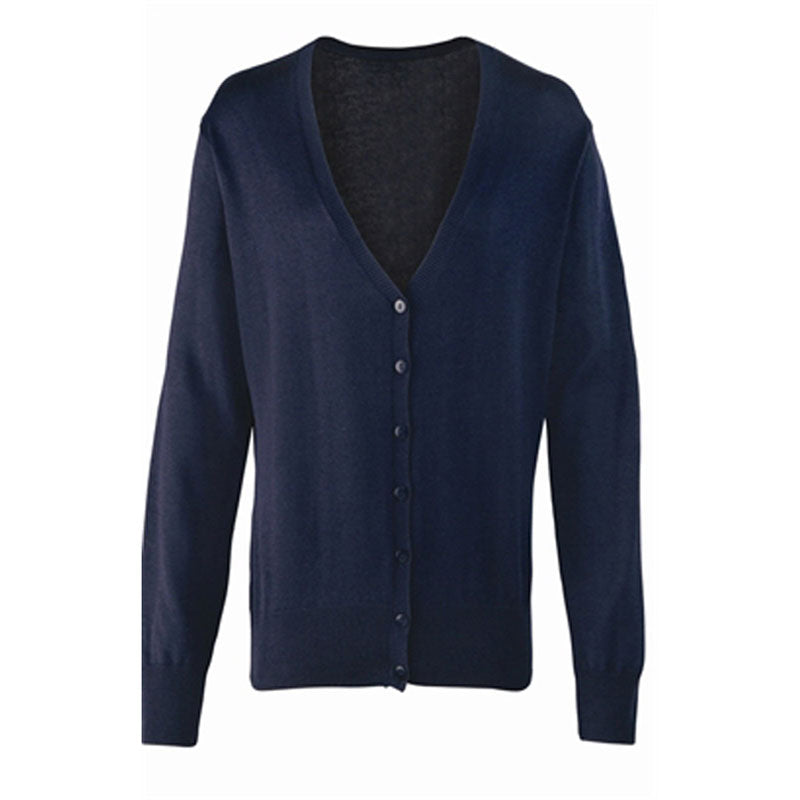 Premier Colours Ladies Button Through Knitted V Neck Cardigan Black,Navy