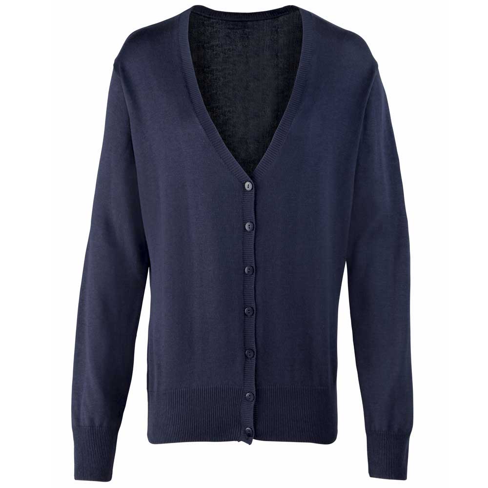 Premier Colours Ladies Button Through Knitted V Neck Cardigan Black,Navy