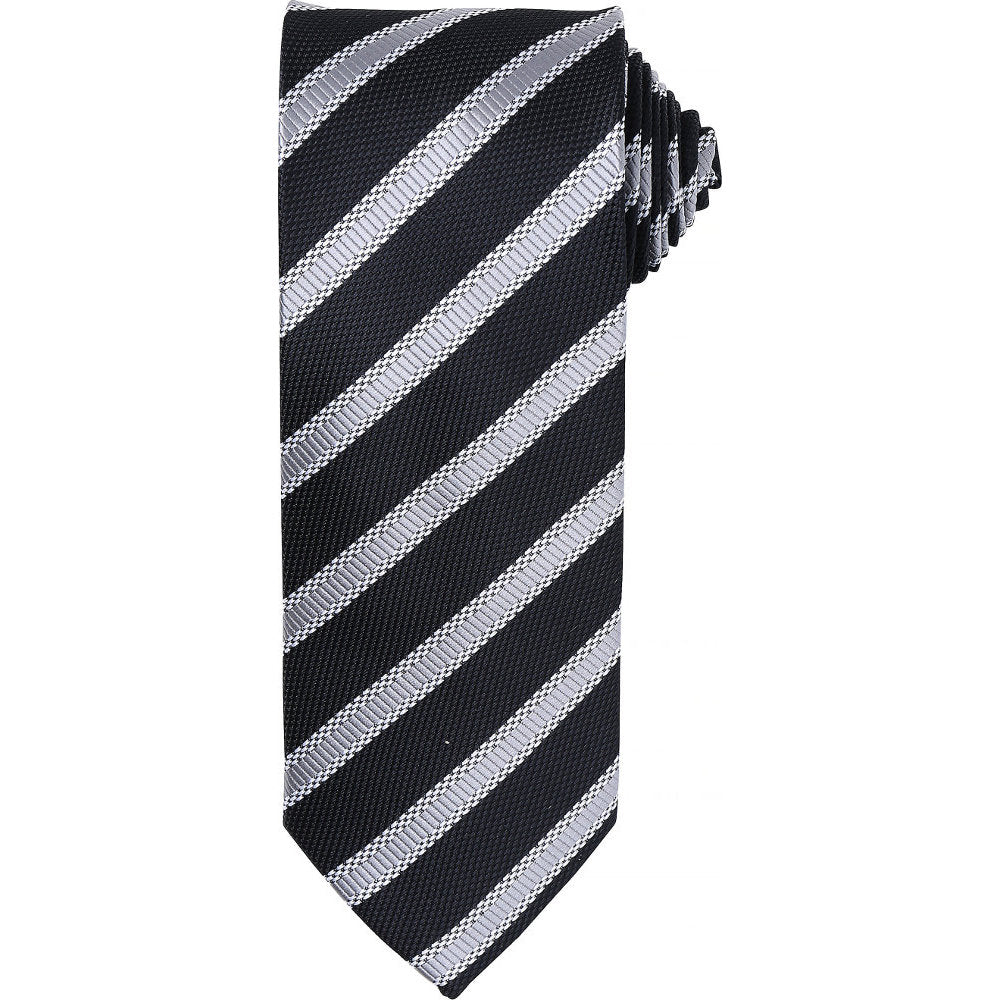 Premier Mens Waffle Stripe Tie Full Length Corporate Uniform Necktie