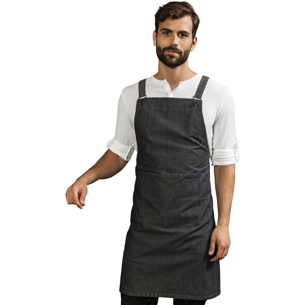 Premier Mens Cross Back Barista Cotton Canvas Long Bib Apron