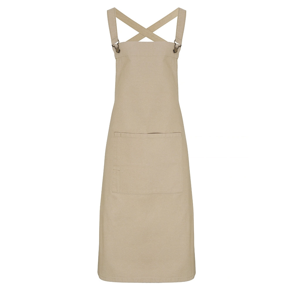 Premier Mens Cross Back Barista Cotton Canvas Long Bib Apron