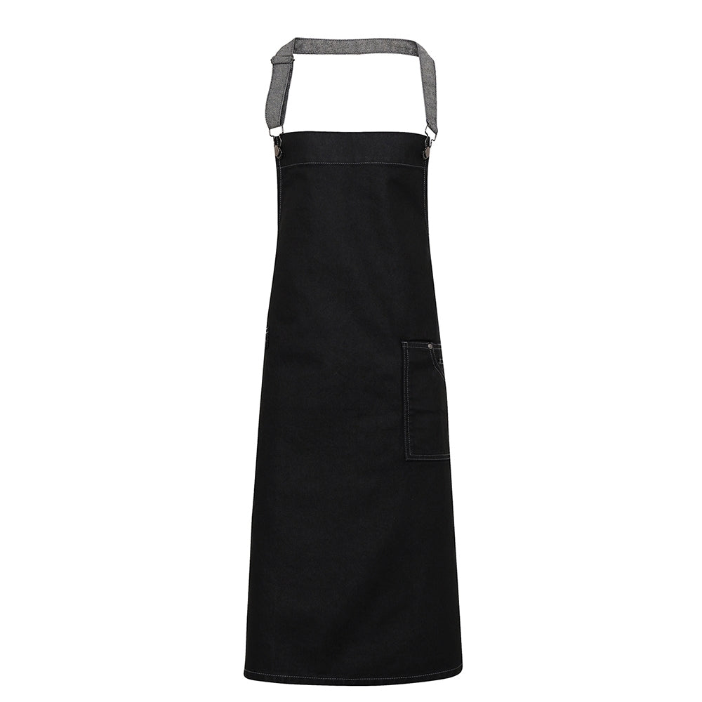 Premier Mens District Waxed Look Long Length Denim Bib Apron