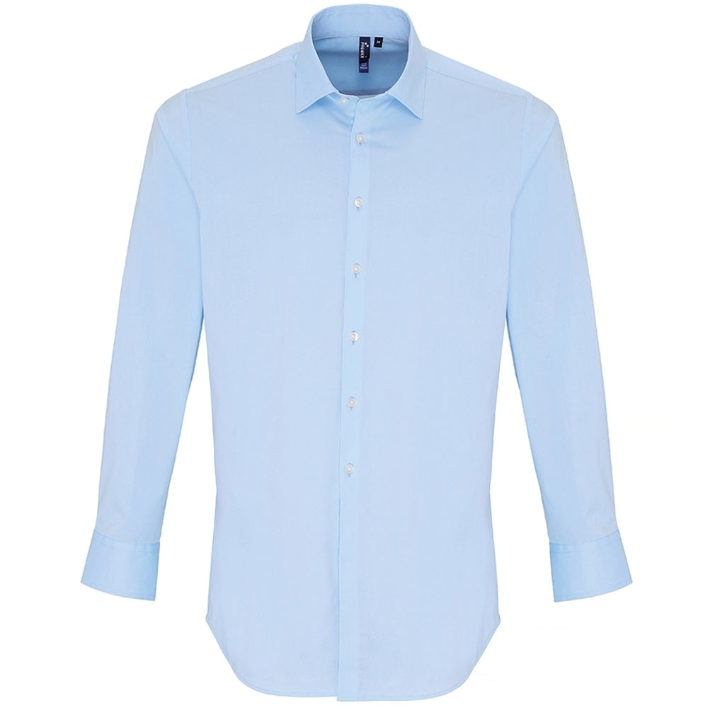 Premier Mens Stretch Fit Cotton Poplin Long Sleeve Shirt