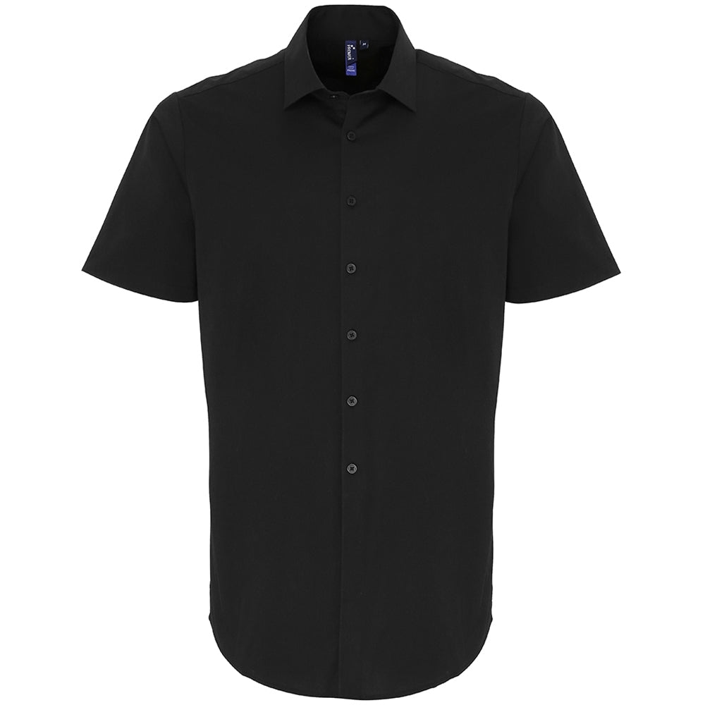 Premier Mens Stretch Fit Cotton Poplin Short Sleeve Shirt