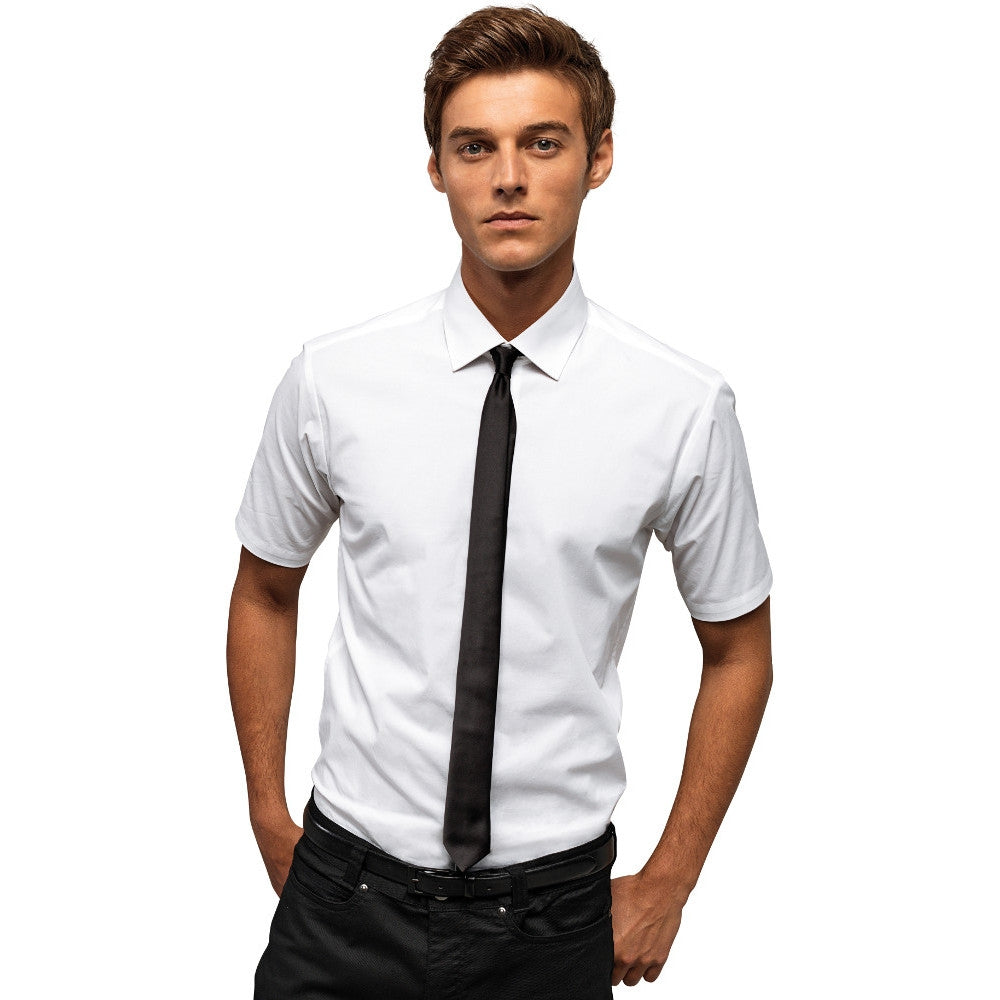 Premier Mens Stretch Fit Cotton Poplin Short Sleeve Shirt