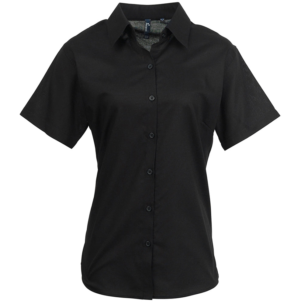 Premier Womens Signature Oxford Cotton Short Sleeve Shirt