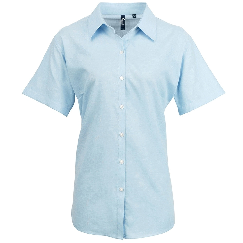 Premier Womens Signature Oxford Cotton Short Sleeve Shirt