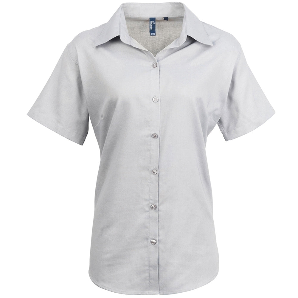 Premier Womens Signature Oxford Cotton Short Sleeve Shirt