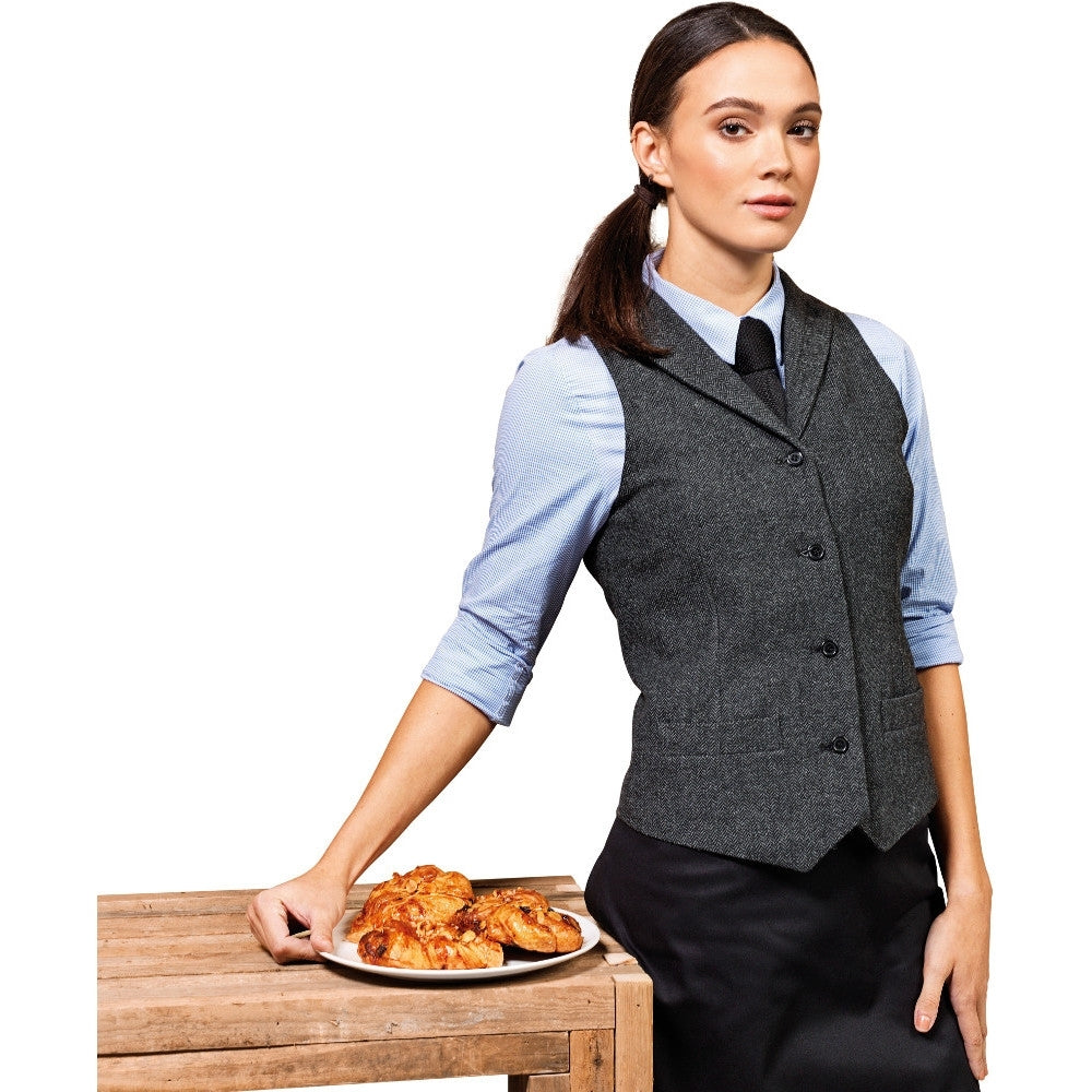 Premier Womens Herringbone Wool Blend 4 Button Waistcoat