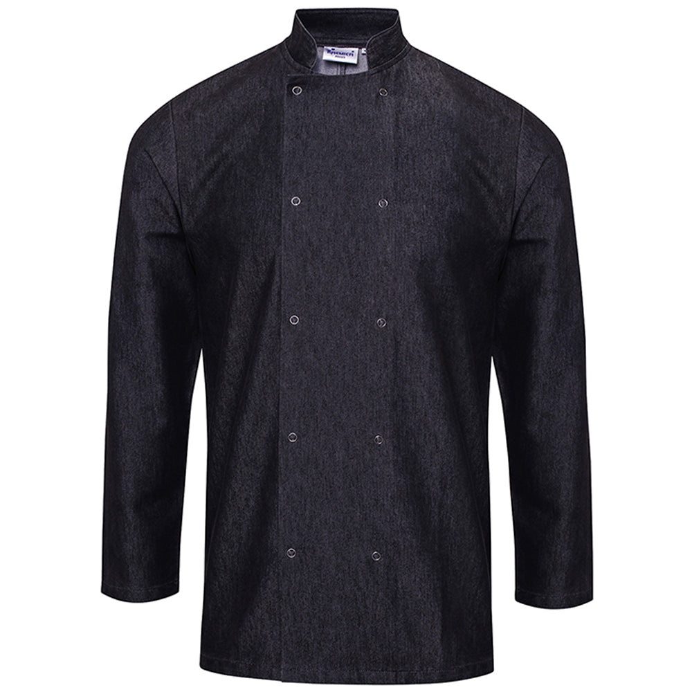 Premier Mens Denim Ringspun Cotton Long Sleeve Chefs Jacket