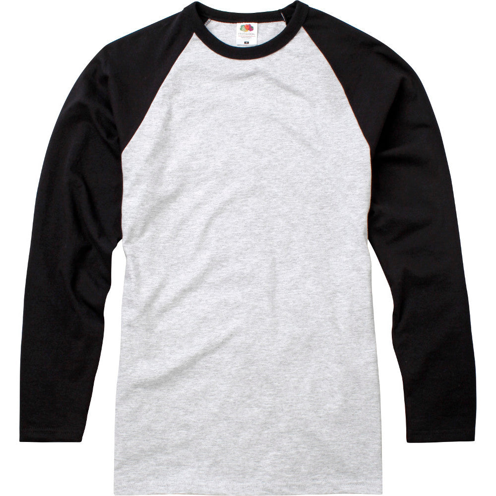 Fruit Of The Loom Mens Long Sleeve Baseball Cotton T-Shirt