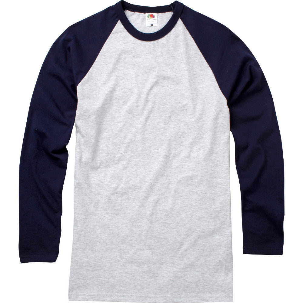 Fruit Of The Loom Mens Long Sleeve Baseball Cotton T-Shirt