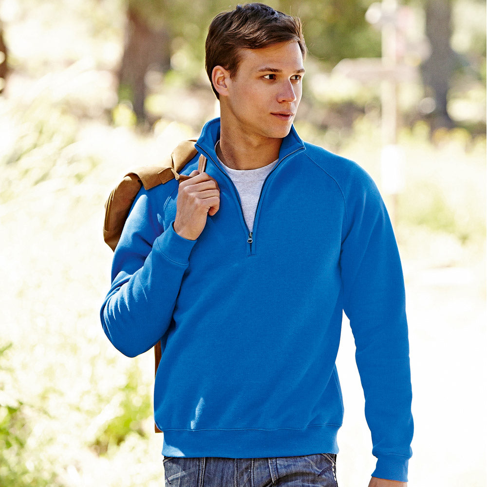 Fruit of the Loom Mens Premium 70/30 zip neck sweat