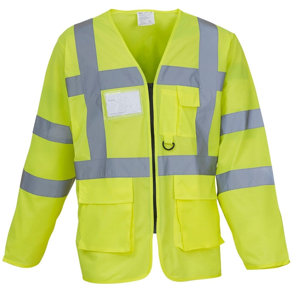 Yoko Mens Hi Vis Executive Long Sleeve Zip Up Safety Waistcoat
