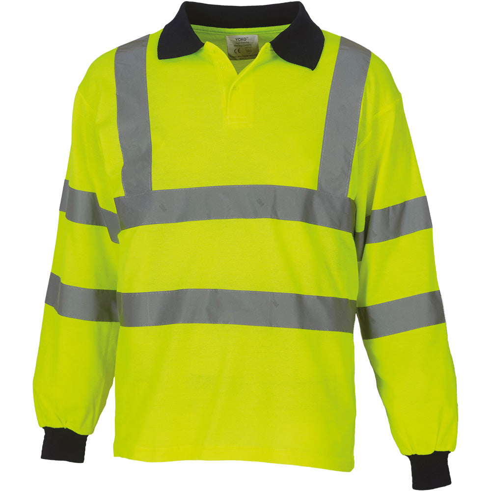 Yoko Mens High Vis Long Sleeve Polo Shirt