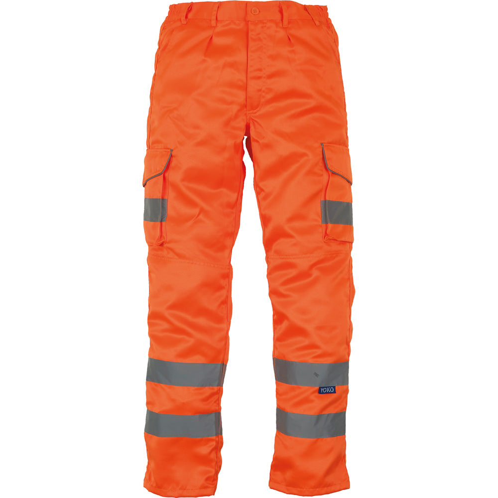 Yoko Mens High Vis Cargo Trousers With Knee Pad Pockets
