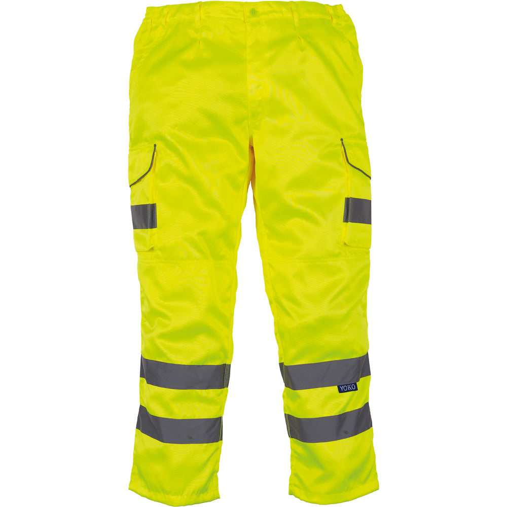Yoko Mens High Vis Cargo Trousers With Knee Pad Pockets
