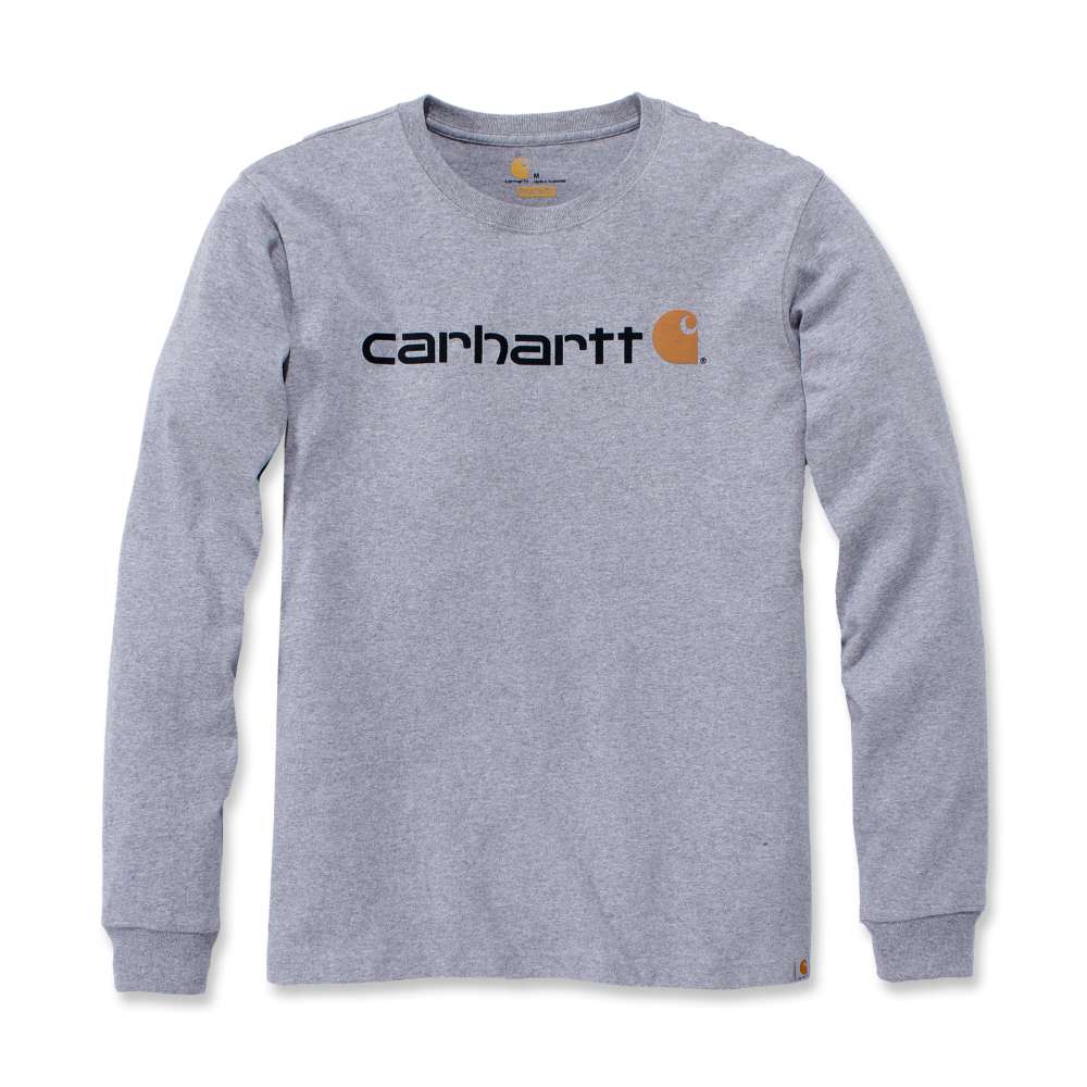 Carhartt Mens Core Long Sleeve Polycotton Crew Neck Logo T-Shirt 