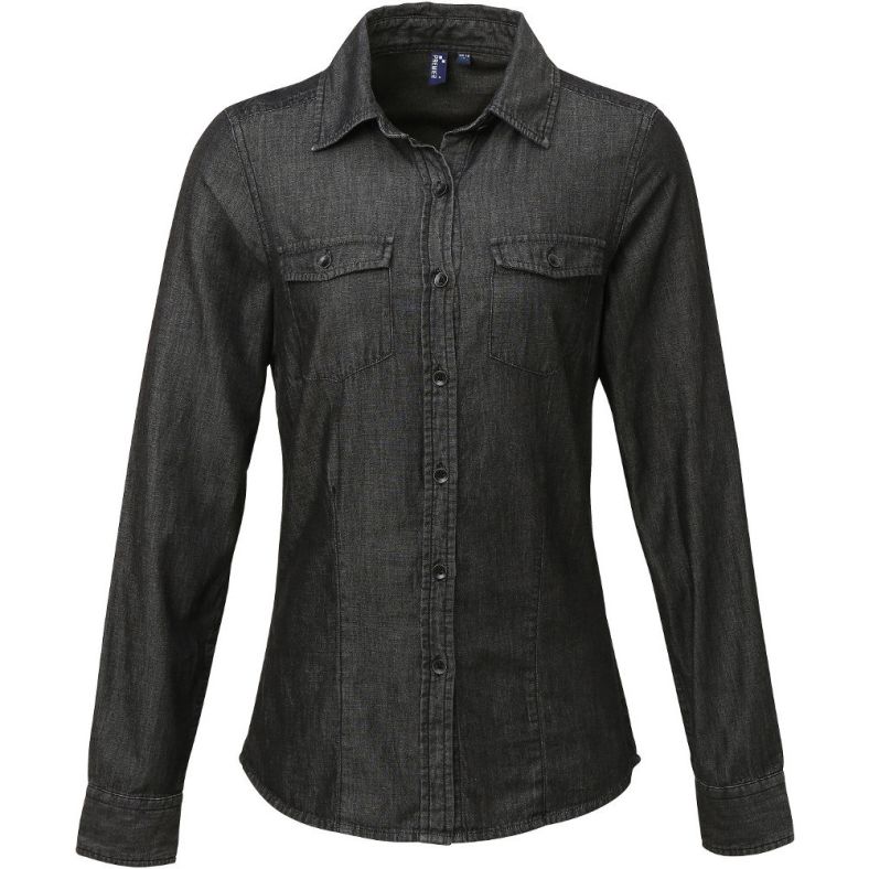 Premier Womens Ladies Jeans Stitch Denim Smart Casual Business Shirt 3XL Bust 45 114cm