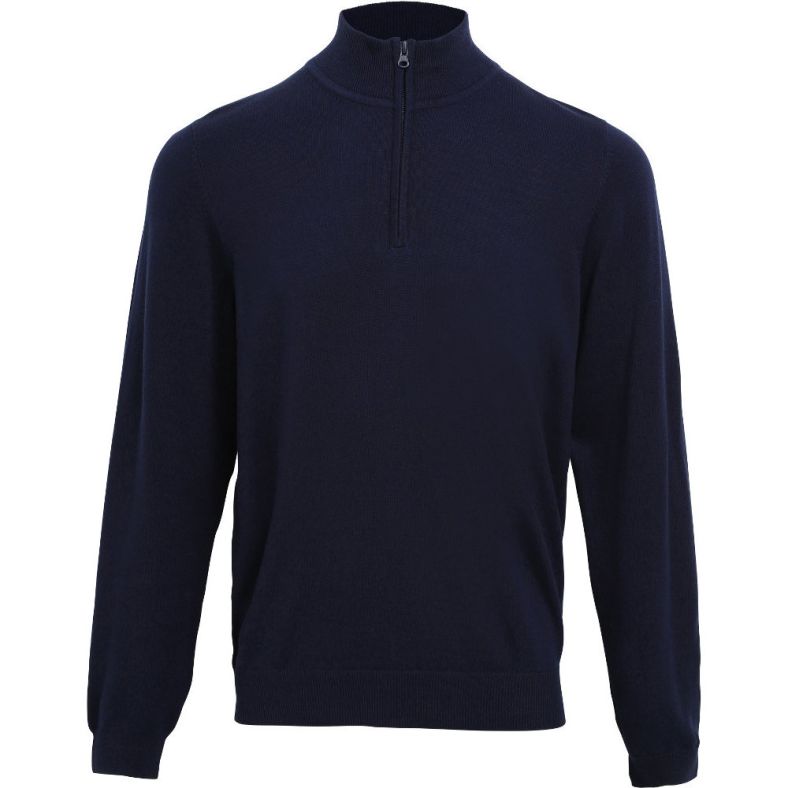 Premier Mens Quarter Zip Soft Cotton Acrylic Knitted Corporate Sweater 3XL Chest 47 120cm