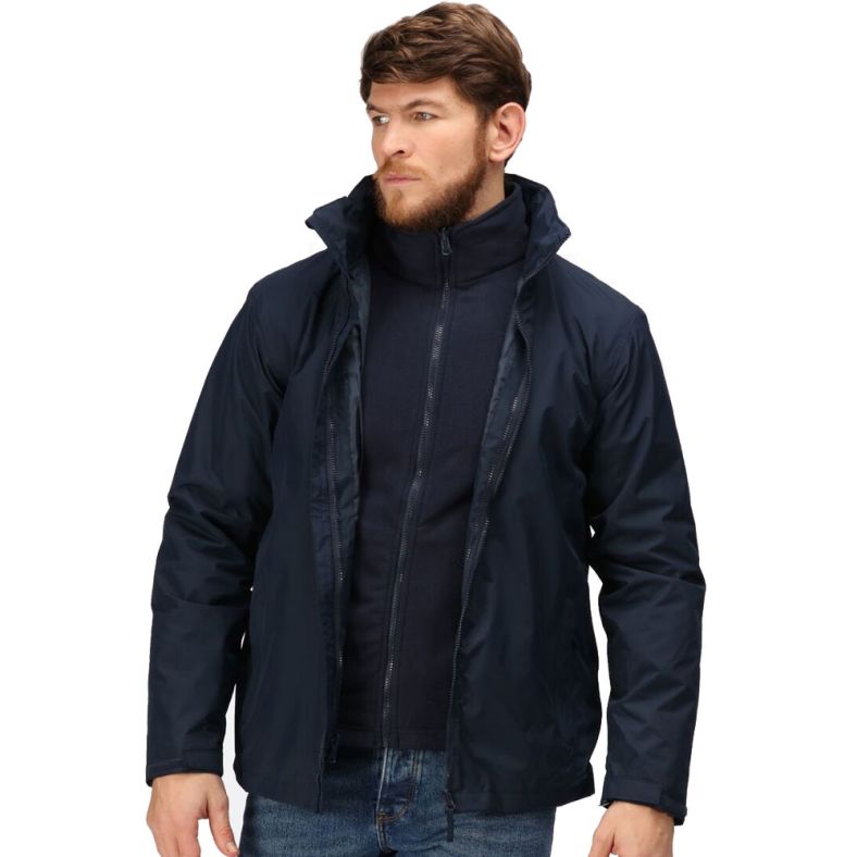 Regatta Mens Classic 3 in 1 Waterproof Jacket TRA150 Navy Brookes
