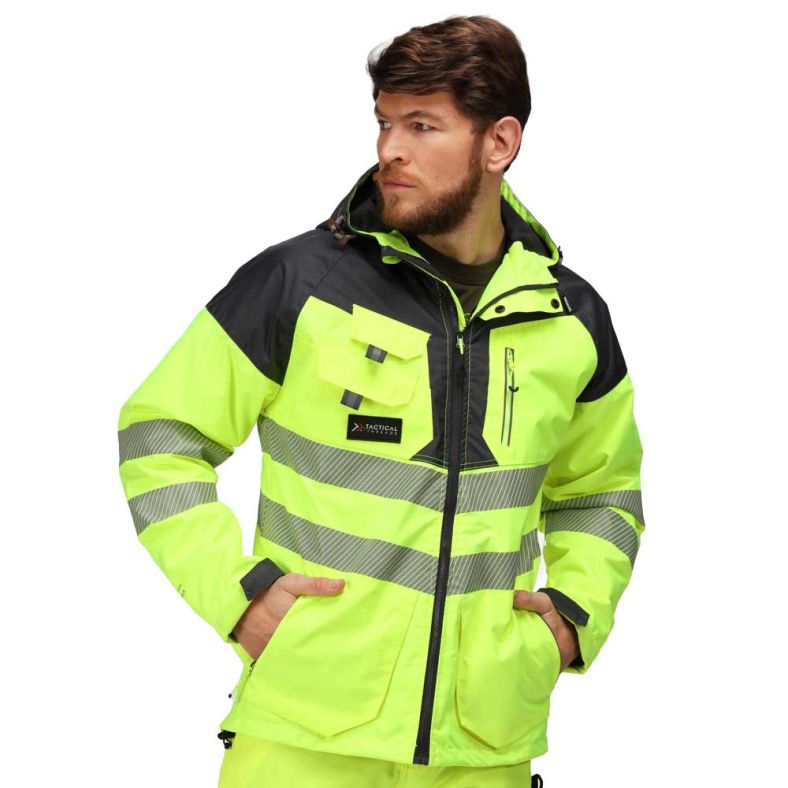 Tactical Threads Mens Hi Vis Waterproof Workwear Jacket Brookes